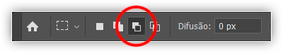 O ícone "Subtrair da seleção" na barra de opções.