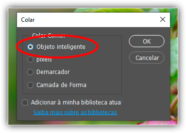 No menu suspenso marque Objeto Inteligente.